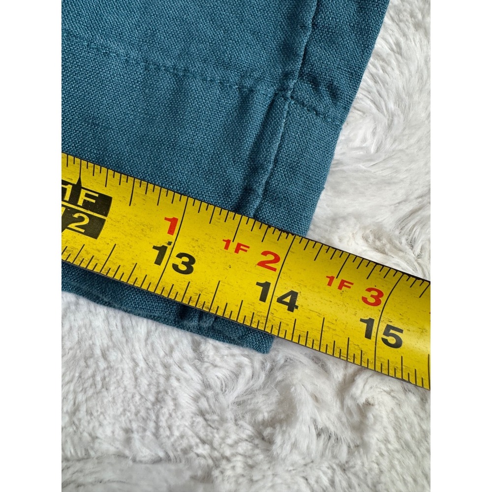 ATHLETA Pants Womens Playa 100% Linen Wide Leg Crop 12 P Zip Pockets Teal Green - Picture 12 of 12